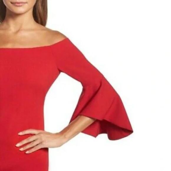 Chelsea28 Red Off Shoulder Bell Sleeve Dress 2 NWOT - Picture 12 of 12